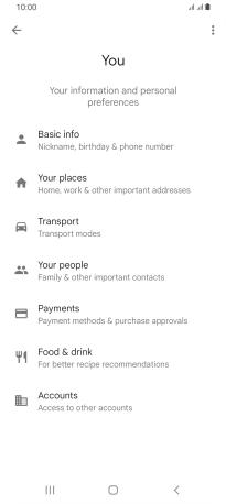 Press Basic info and follow the instructions on the screen to select phone owner settings.