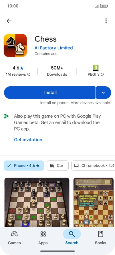 Press Install and follow the instructions on the screen to install the app.