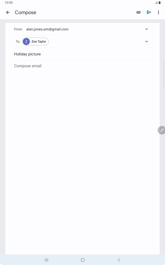 Press the text input field and write the text for your email message.