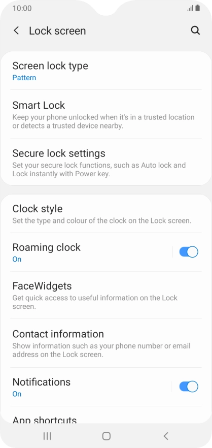 Press Screen lock type and key in the current phone lock code.