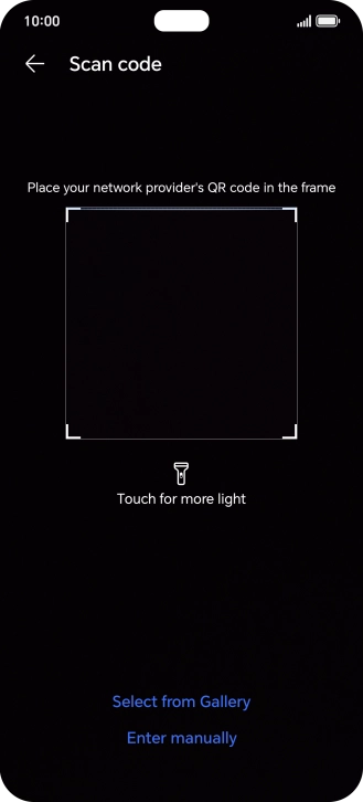 Place the QR code you've received inside the phone camera frame to scan the code. Your eSIM is transferred to your new phone over the internet.