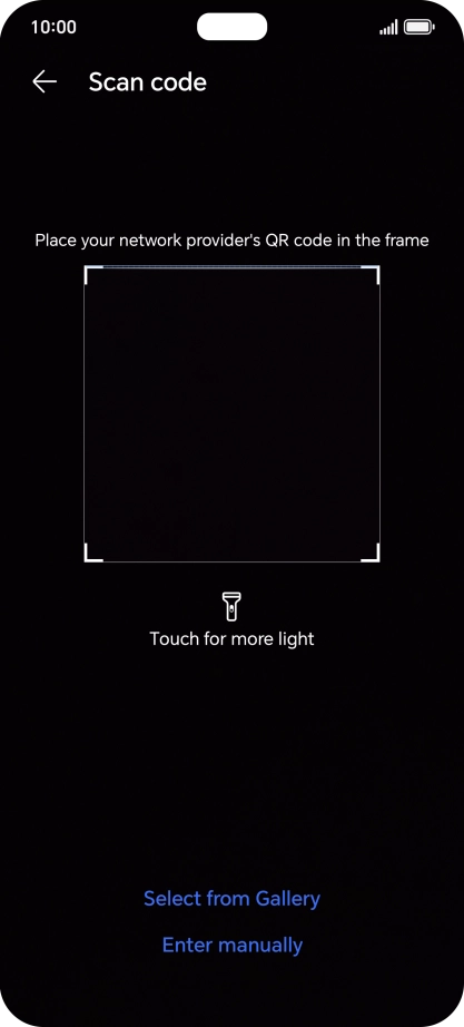 Place the QR code you've received inside the phone camera frame to scan the code. Your eSIM is transferred to your new phone over the internet.