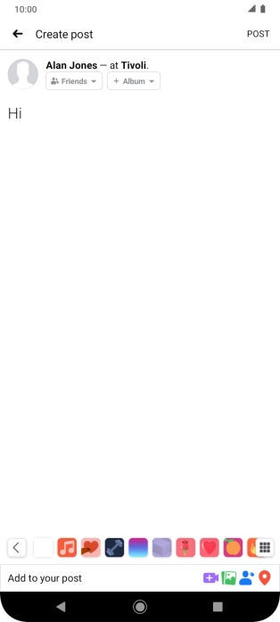 Write the required text and press POST.