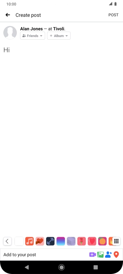 Write the required text and press POST.