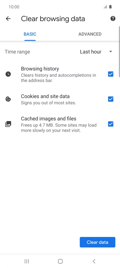 Press the fields next to the required data types.