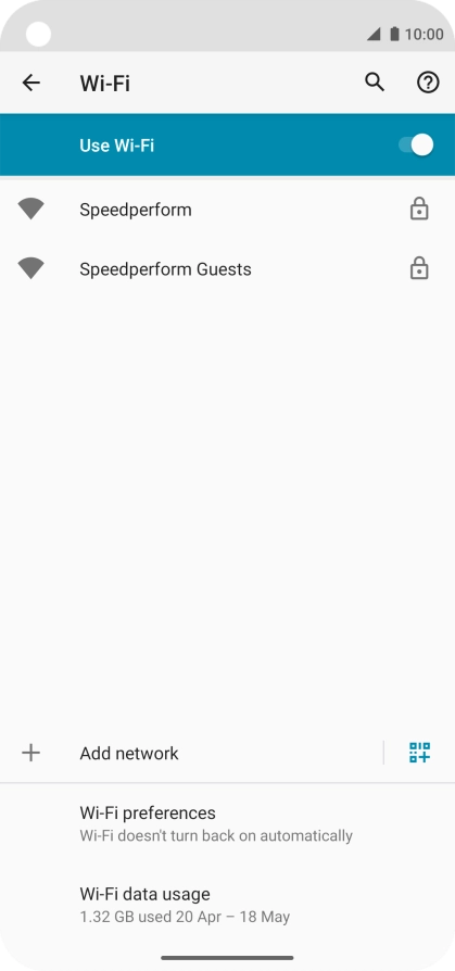 Press the required Wi-Fi network.