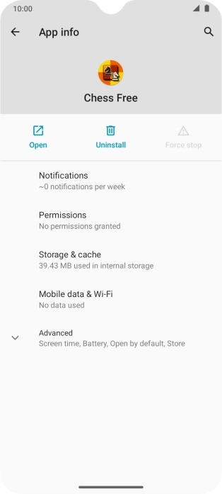 Press Storage & cache.