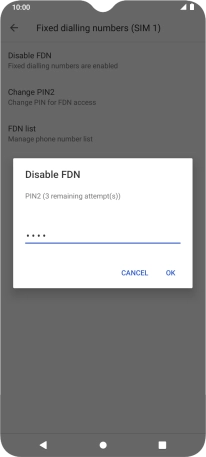 Key in your PIN2 and press OK. The default PIN2 is 1111.