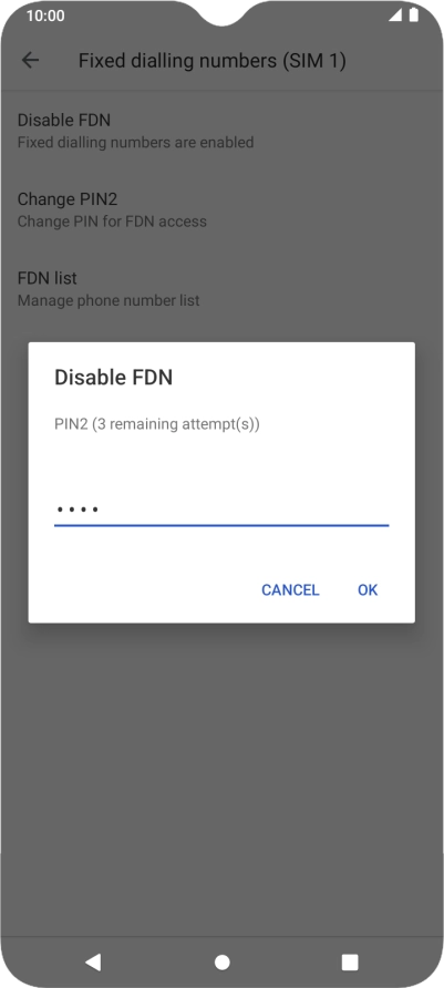 Key in your PIN2 and press OK. The default PIN2 is 1111.