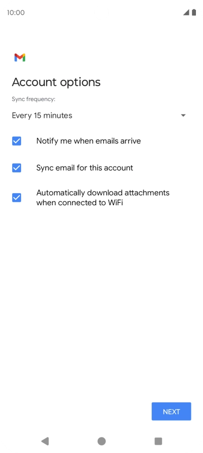 If this screen is displayed, you email account has been recognised and set up automatically. Follow the instructions on the screen to key in more information and finish setting up your phone.