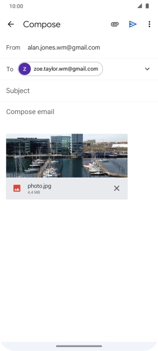 Press Subject and key in the subject of your email message.