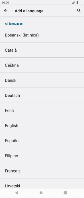 Press the required language to add it to the list of phone languages.