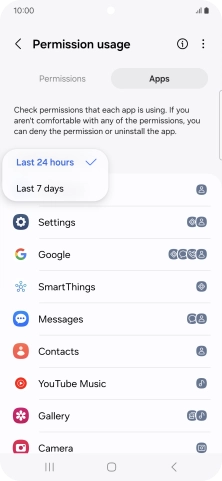Press the required setting.