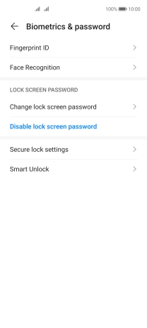 Press Disable lock screen password.