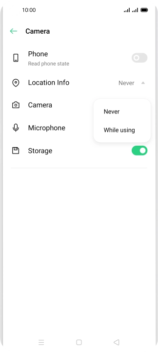 Press the required setting.