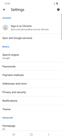 Press Privacy and security.