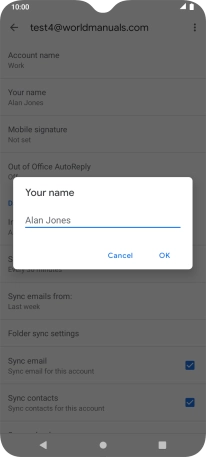 Key in the required sender name and press OK.