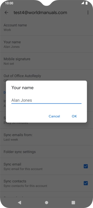 Key in the required sender name and press OK.
