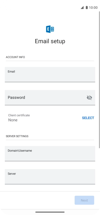 Press Password and key in the password for your email account.