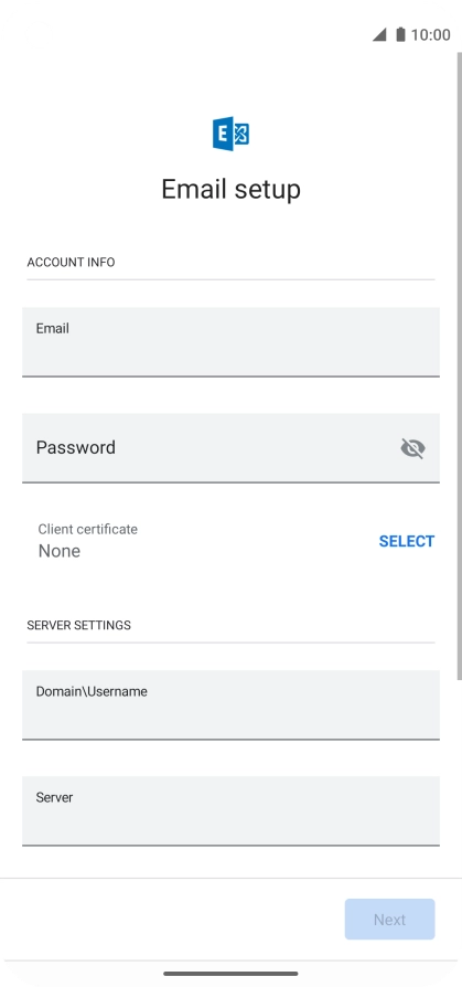 Press Password and key in the password for your email account.