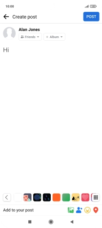 Write the required text and press POST.