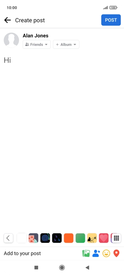 Write the required text and press POST.