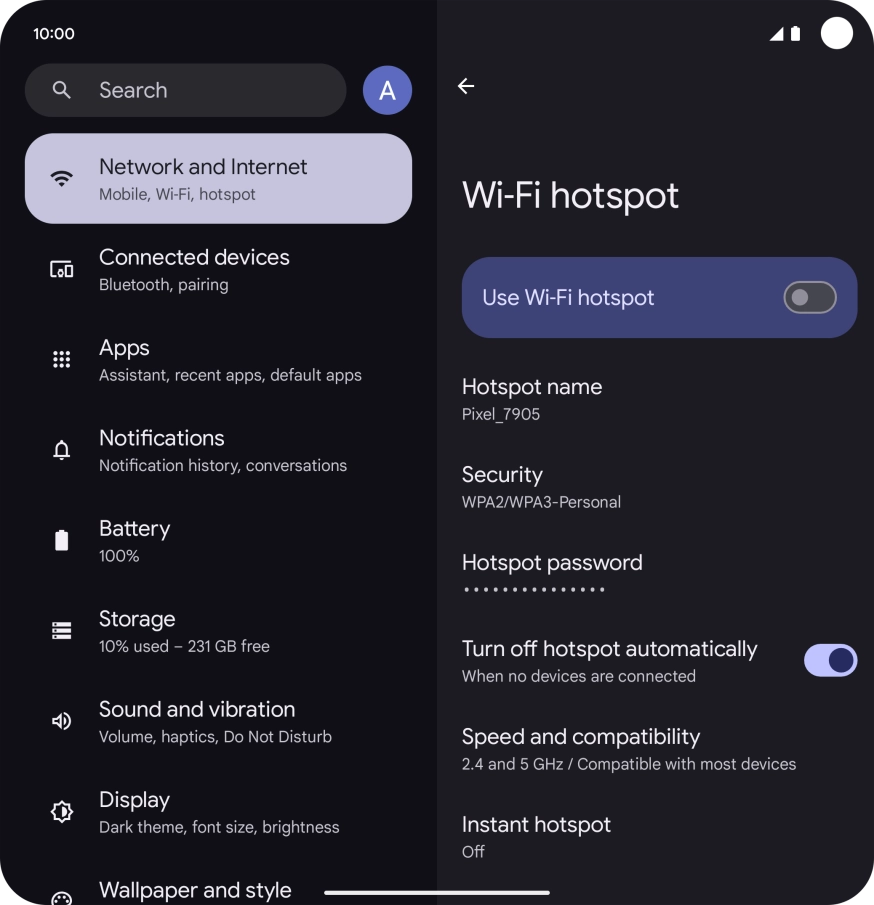 Press Hotspot name.