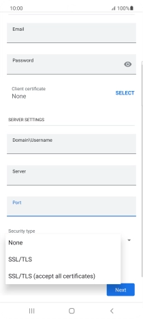 Press the required setting.