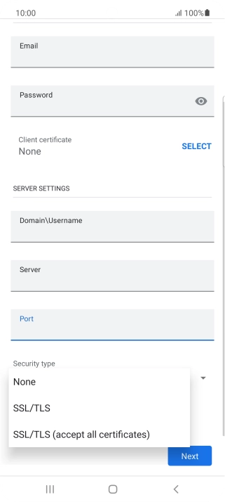 Press the required setting.