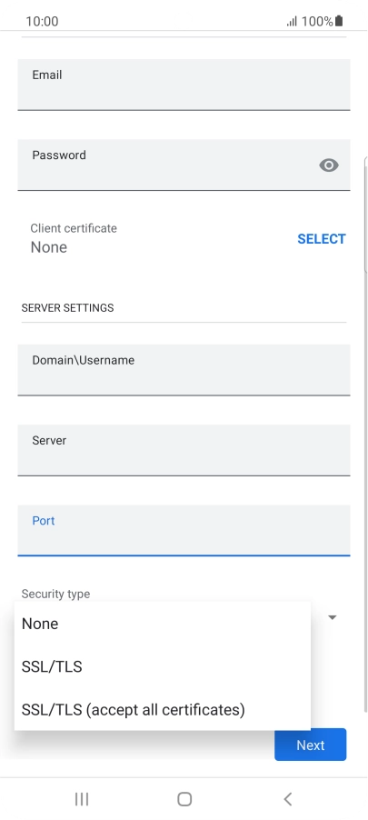 Press the required setting.