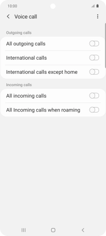 Press the indicator next to the required barring type to turn the function on or off.