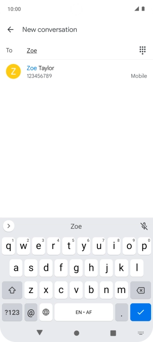 Key in the first letters of the recipient's name and press the required contact.