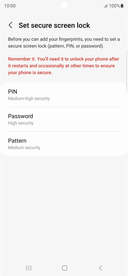 Press the required phone lock code and follow the instructions on the screen to create an additional phone lock code.