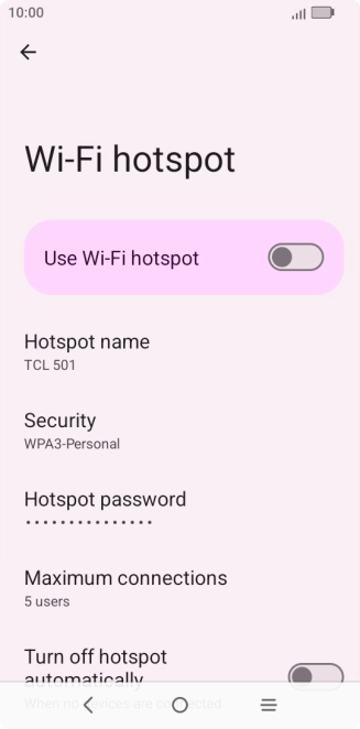 Press Hotspot password and key in the required password.
