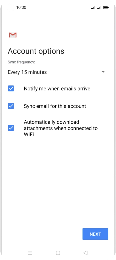 If this screen is displayed, you email account has been recognised and set up automatically. Follow the instructions on the screen to key in more information and finish setting up your phone.