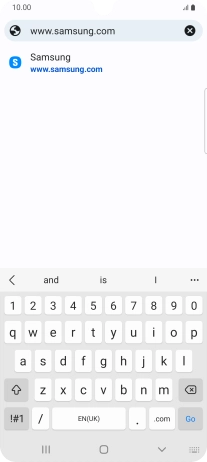 Key in the address of the required web page and press Go.