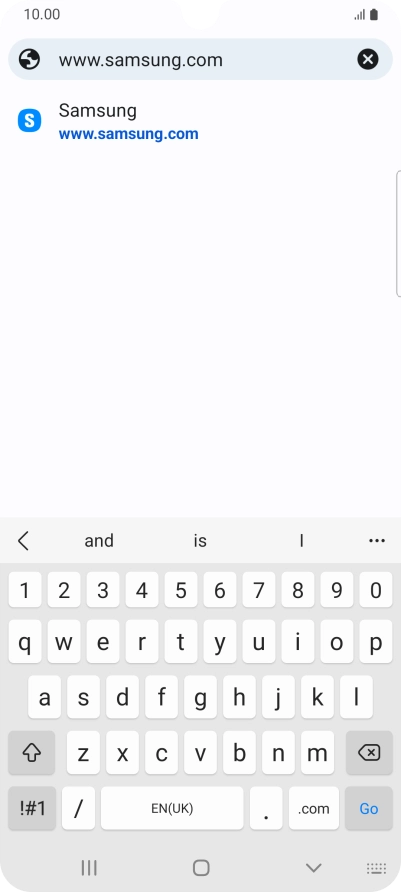 Key in the address of the required web page and press Go.