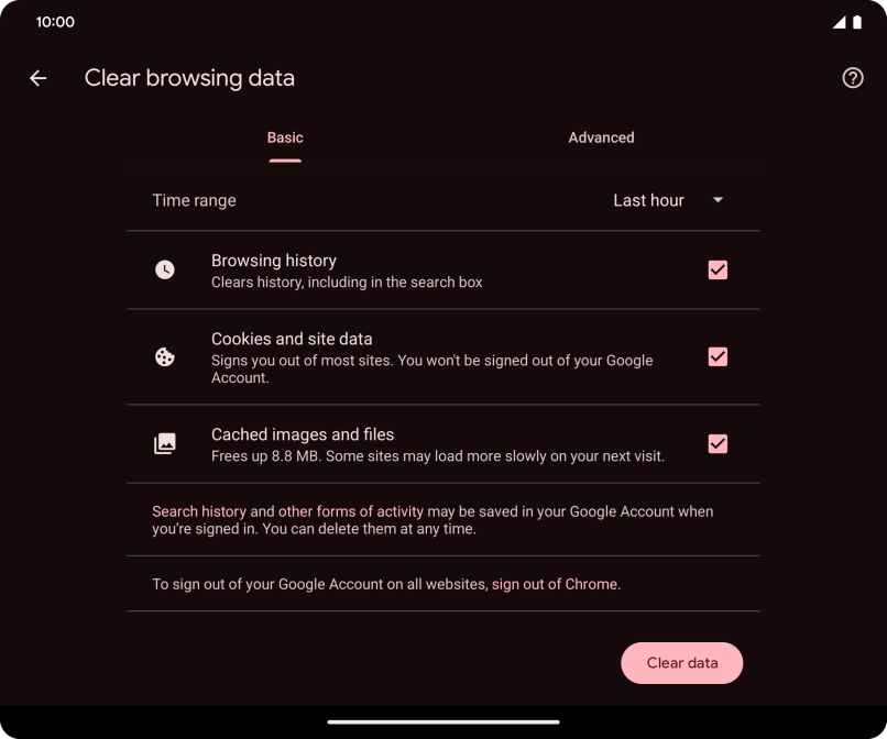 Press the fields next to the required data types.