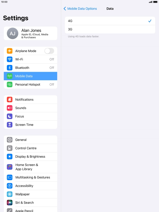 Press the required network mode.
