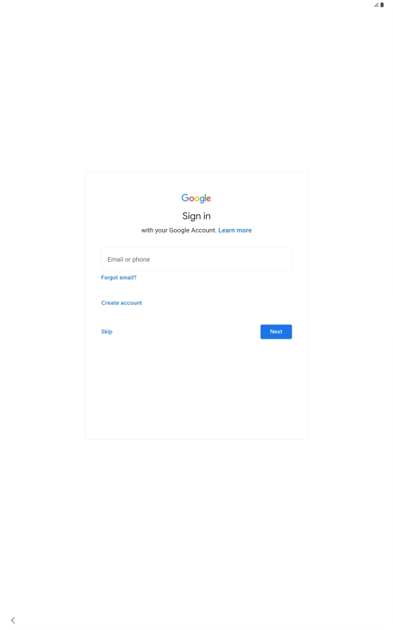 Press Email or phone and key in the username for your Google account.