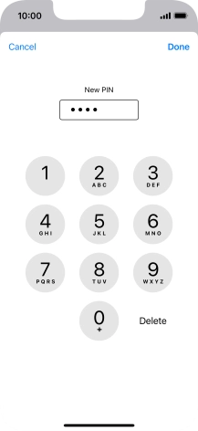 Key in a new four-digit PIN and press Done.