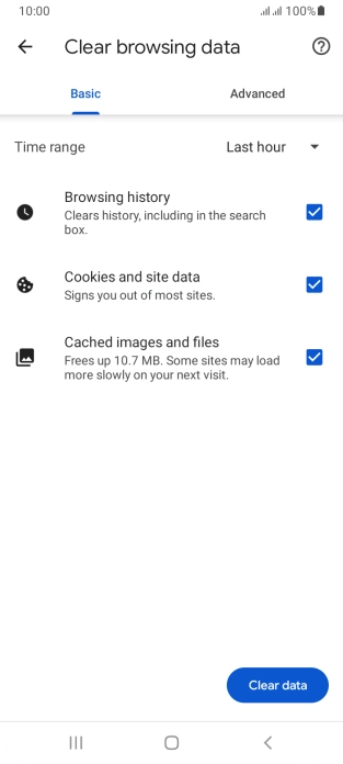 Press the fields next to the required data types.