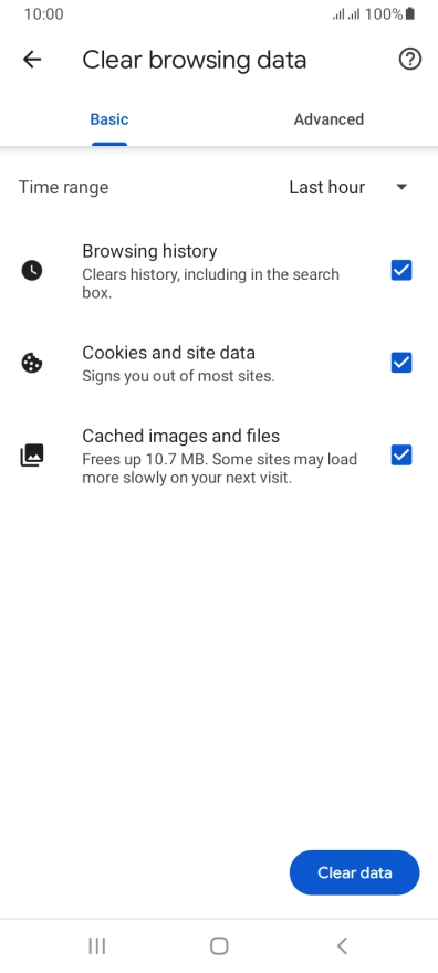Press the fields next to the required data types.