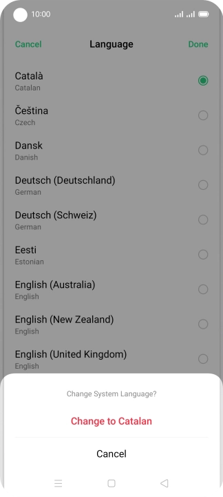 Press Change to ‹language›.
