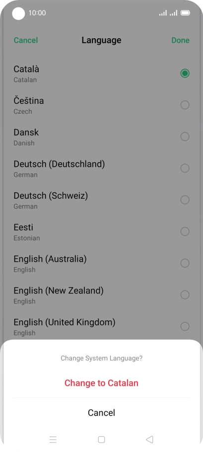 Press Change to ‹language›.