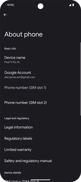 Press About phone.