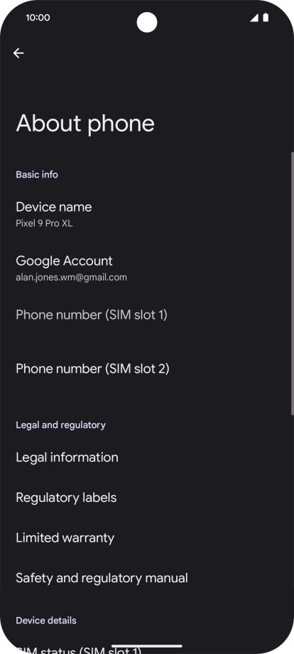 Press About phone.