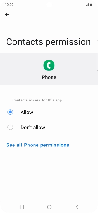 Press the required setting.