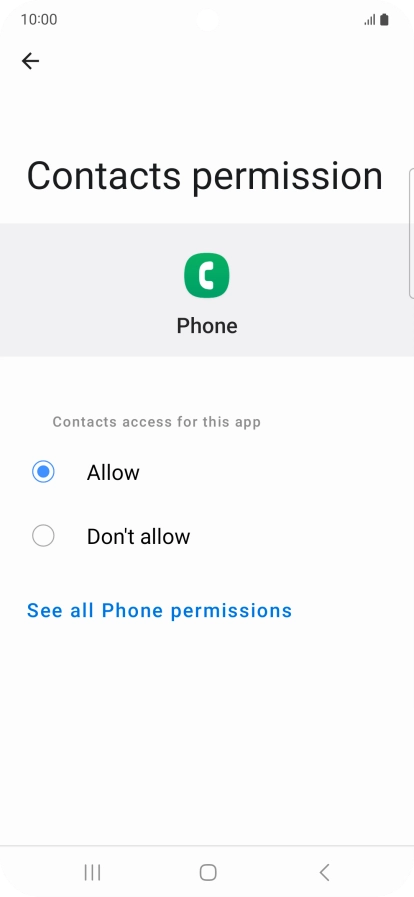Press the required setting.