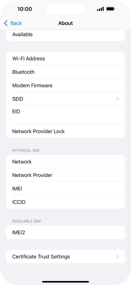 The Network Provider Lock status is displayed next to Network Provider Lock.